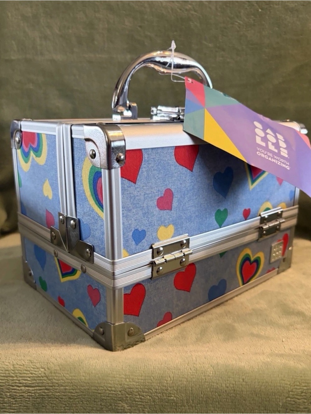 Caboodles Love Me Hearts Makeup Train Case With Mirror & Keys